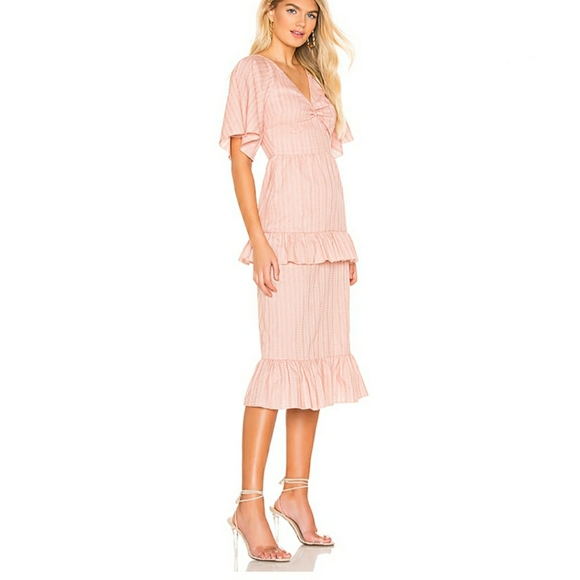 Tularosa Everly Dress in Blush Midi Ruffle - Picture 3 of 8